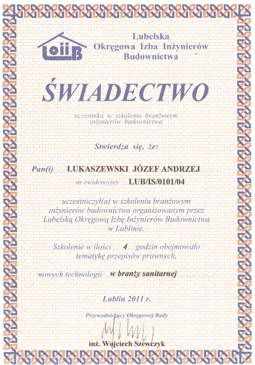 Certyfikat autoryzacji nr 10