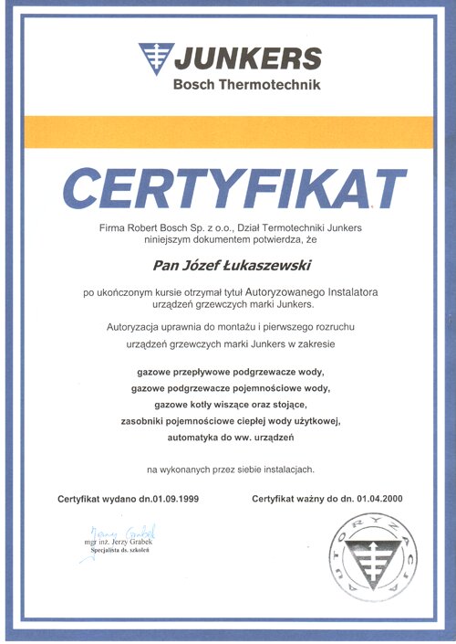 Certyfikat autoryzacji nr 16
