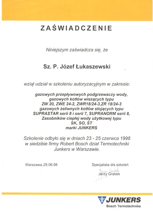 Certyfikat autoryzacji nr 18