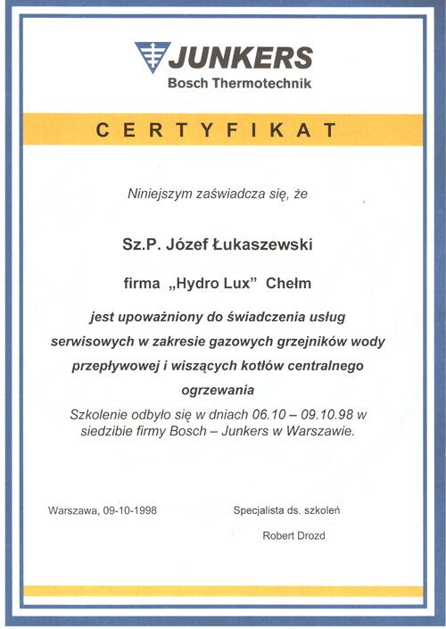 Certyfikat autoryzacji nr 21