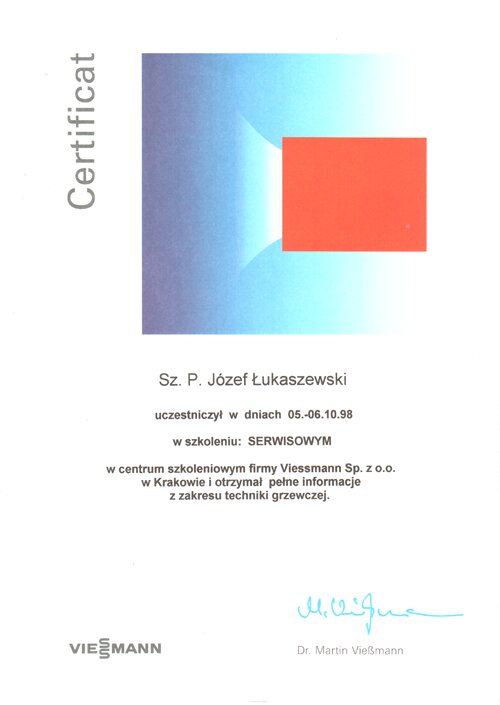 Certyfikat autoryzacji nr 9